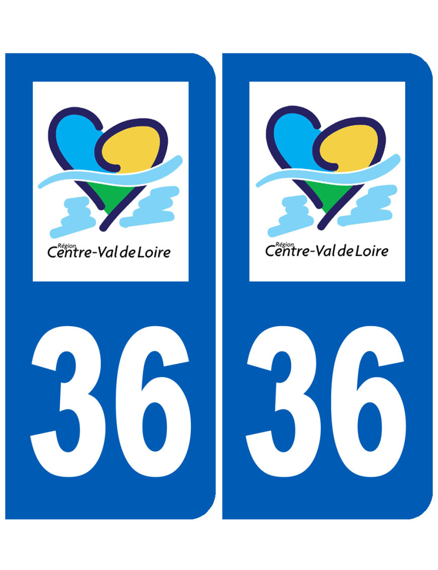 immatriculation 36 Centre Val de Loire - Sticker/autocollant