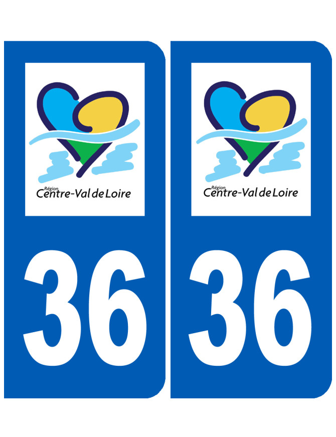 immatriculation 36 Centre Val de Loire - Sticker/autocollant immatriculation 36 Centre Val de Loire - Sticker/autocollant