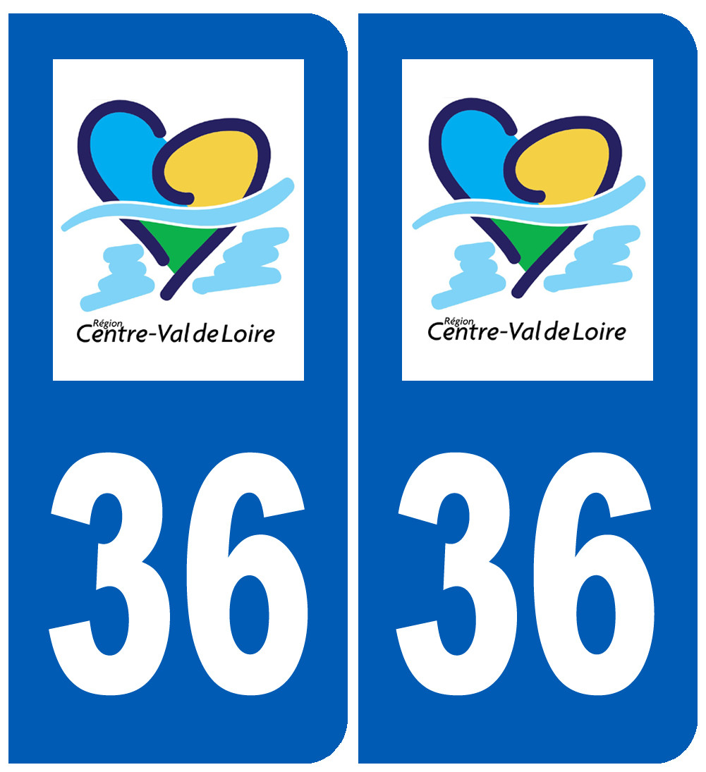 immatriculation 36 Centre Val de Loire - Sticker/autocollant