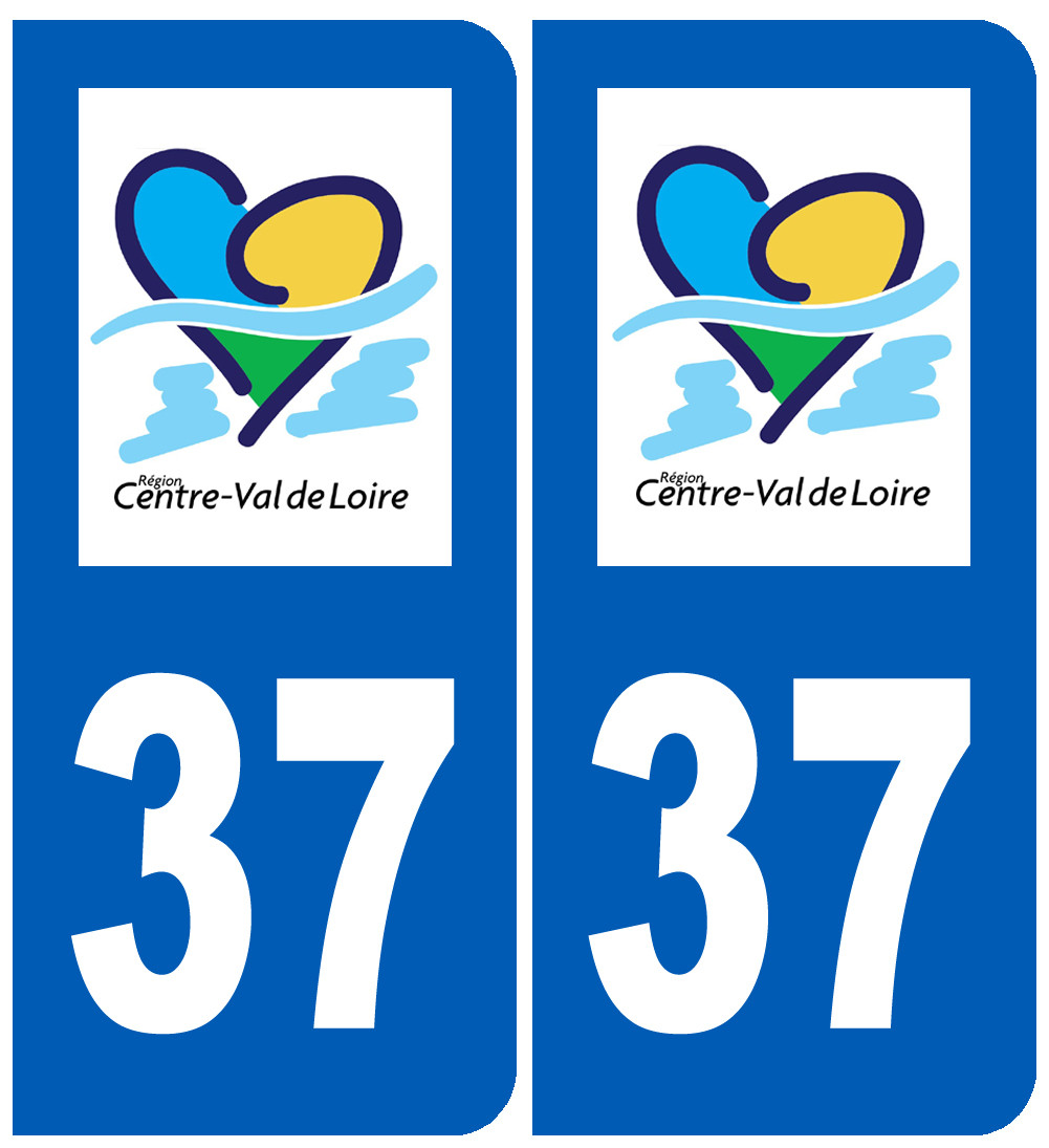 immatriculation 37 Centre Val de Loire - Sticker/autocollant