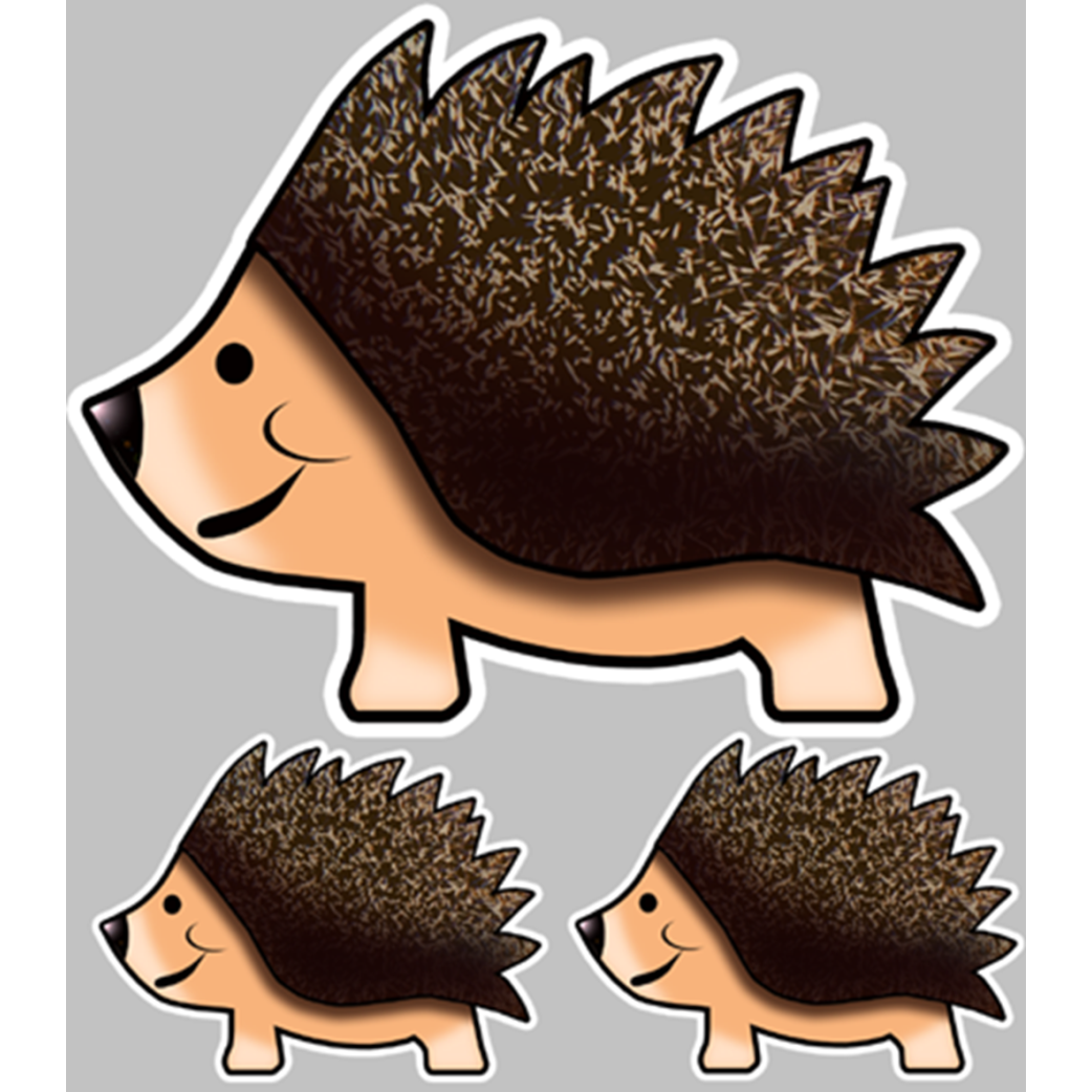 Hérisson voyageur (1 fois 21cm Larg. - 2 fois 10cm Larg.) - Sticker/autocollant