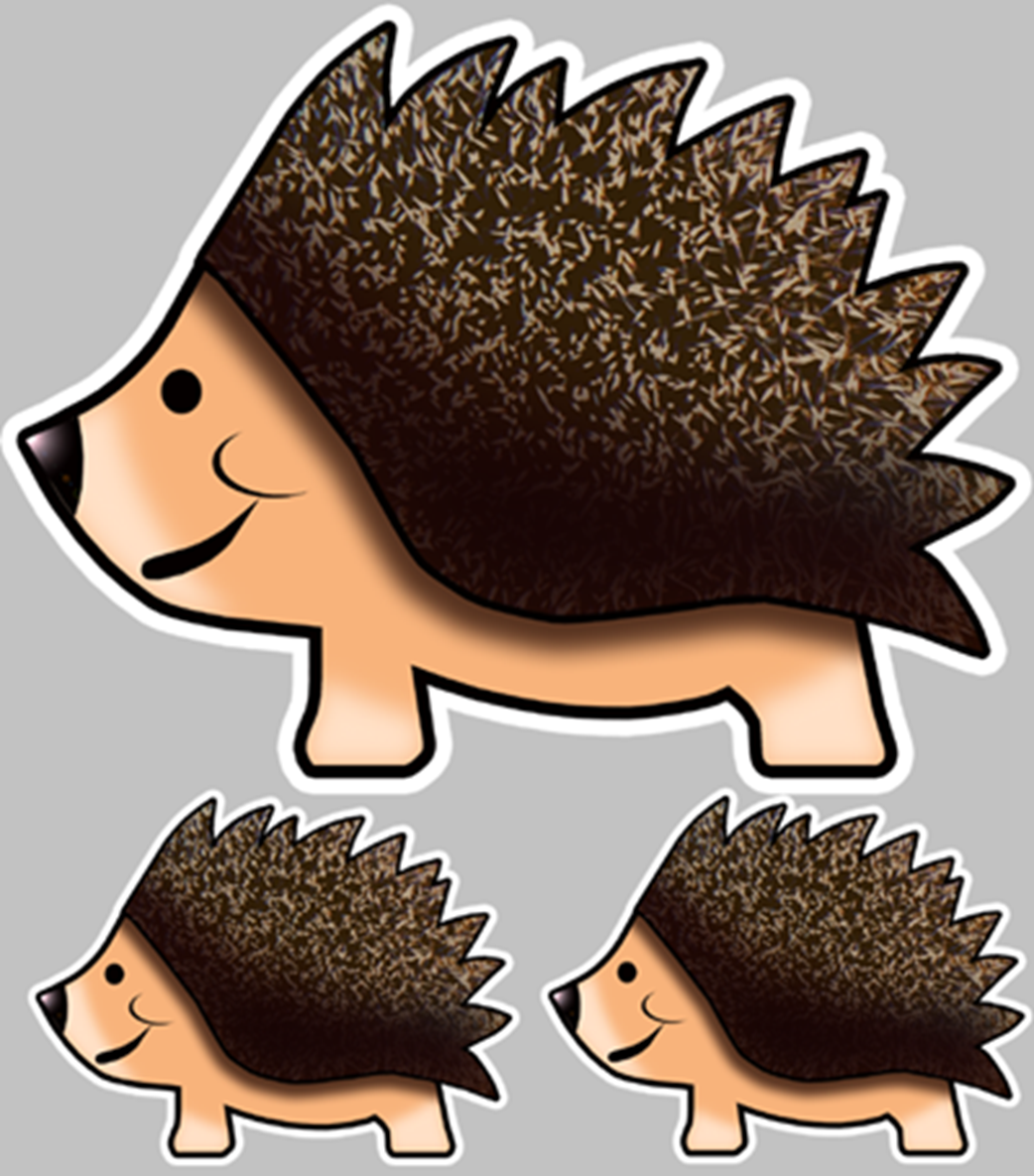 Hérisson voyageur (1 fois 21cm Larg. - 2 fois 10cm Larg.) - Sticker/autocollant