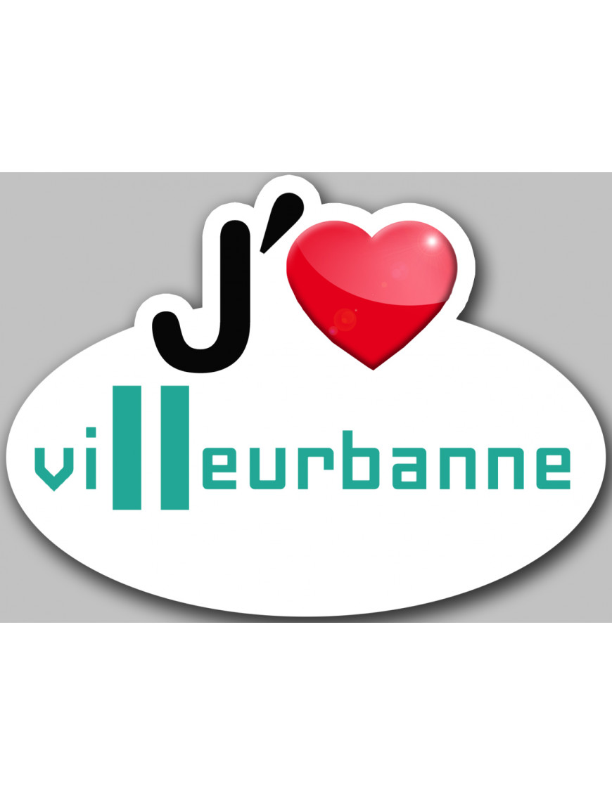 j'aime Villeurbanne - 5x3.7cm - Sticker/autocollant