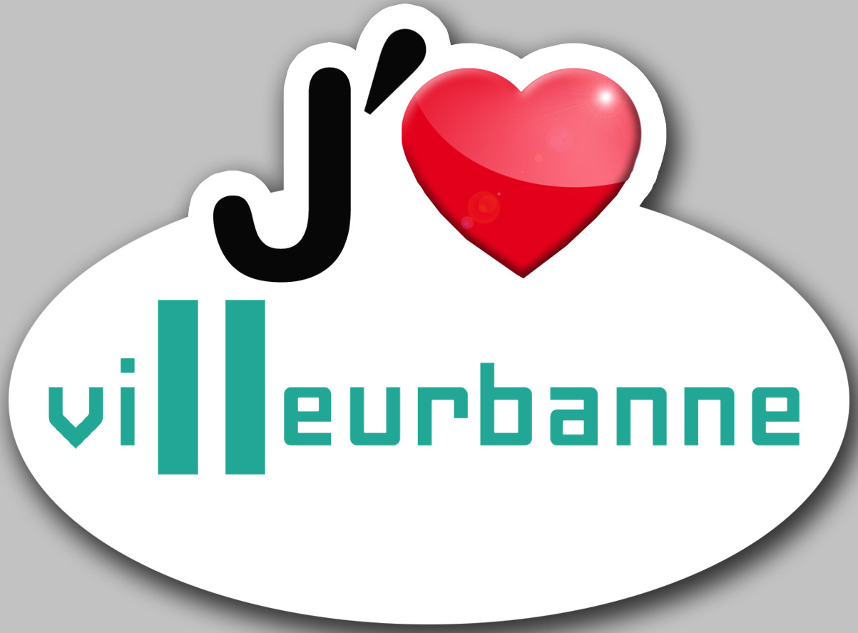 j'aime Villeurbanne - 15x11cm - Sticker/autocollant