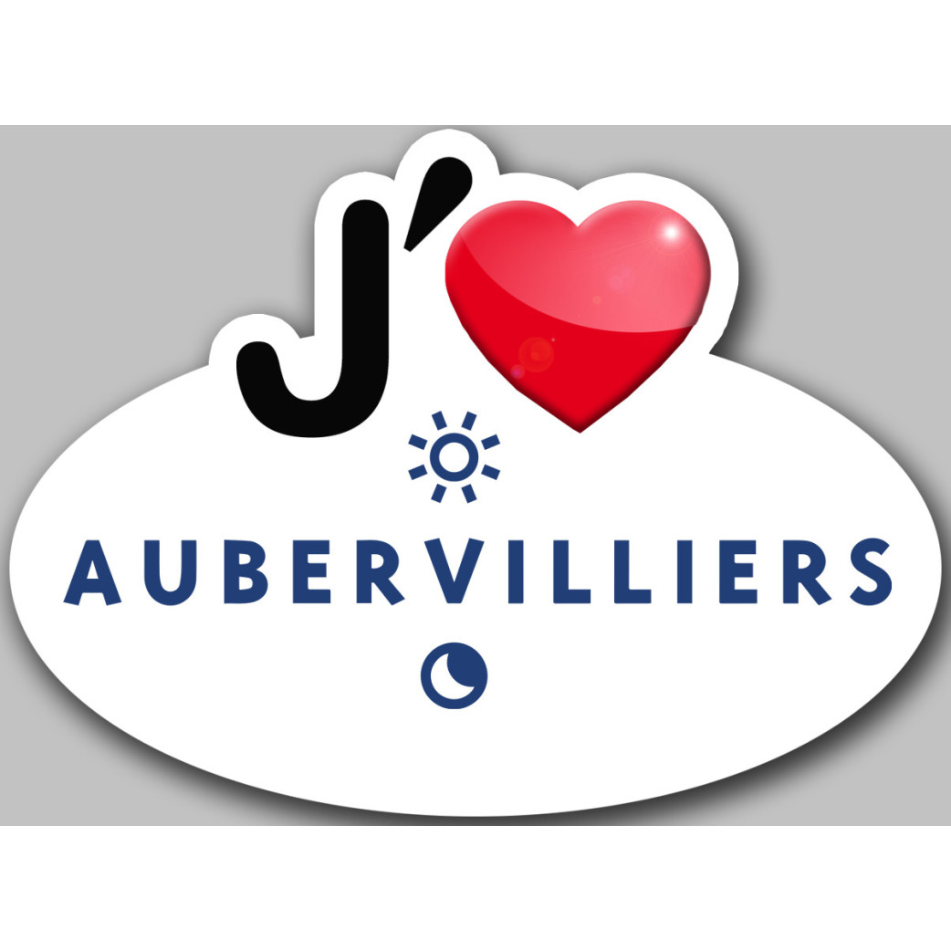 j'aime Aubervilliers - 5x3.7cm - Sticker/autocollant