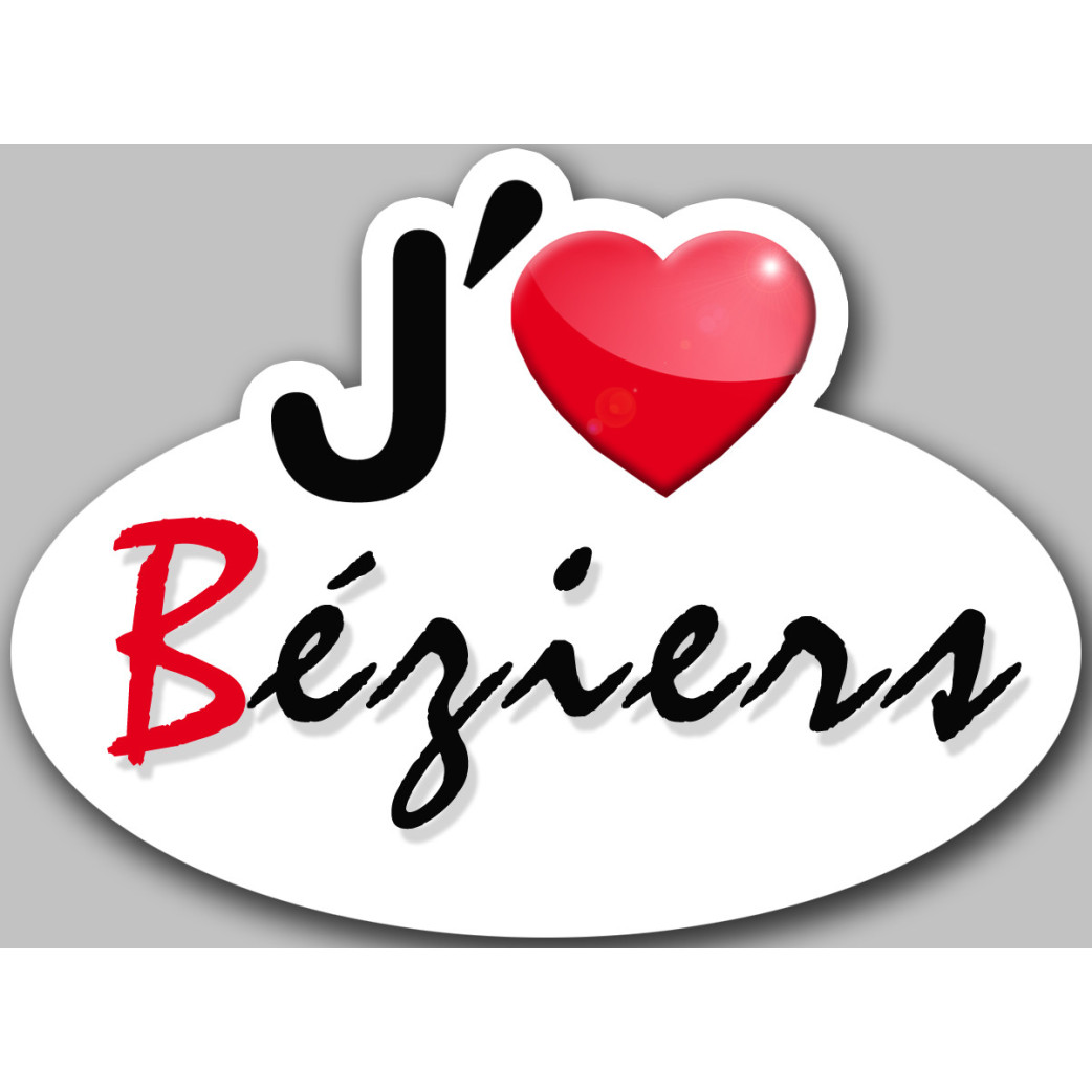 j'aime Béziers - 5x3.7cm - Sticker/autocollant