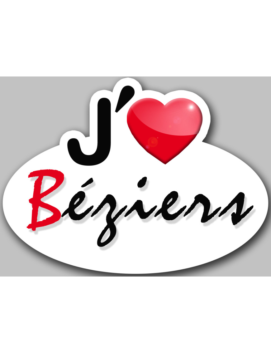 j'aime Béziers - 5x3.7cm - Sticker/autocollant