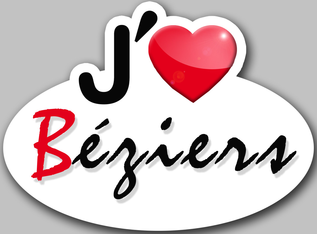 j'aime Béziers - 5x3.7cm - Sticker/autocollant