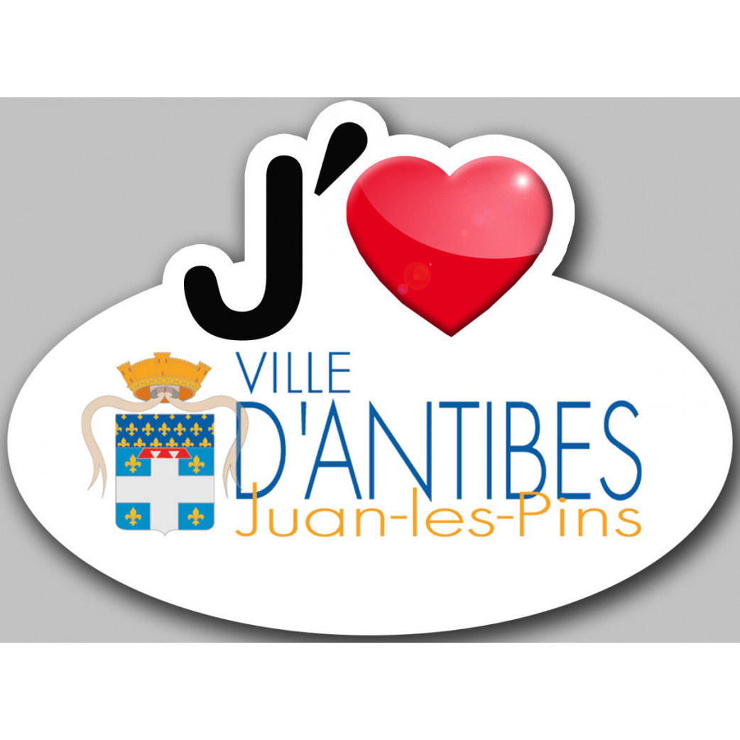 j'aime Antibes - 5x3.7cm - Sticker/autocollant