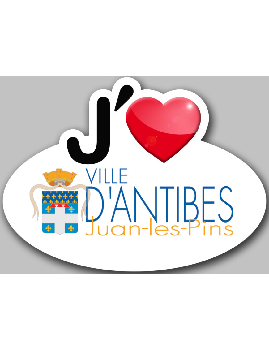 j'aime Antibes - 5x3.7cm - Sticker/autocollant