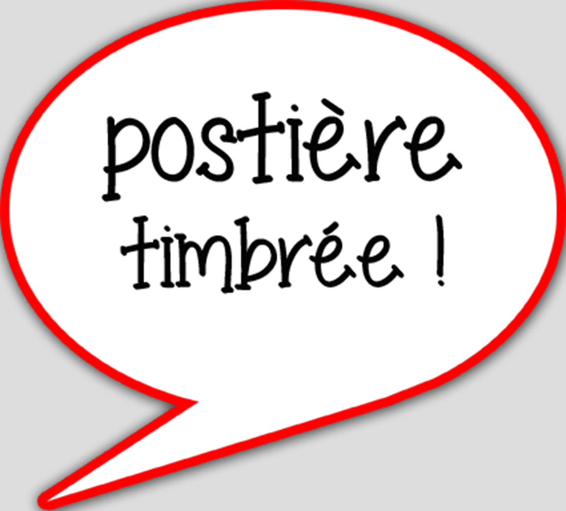 Postière timbrée (15x13.5cm) - sticker/autocollant