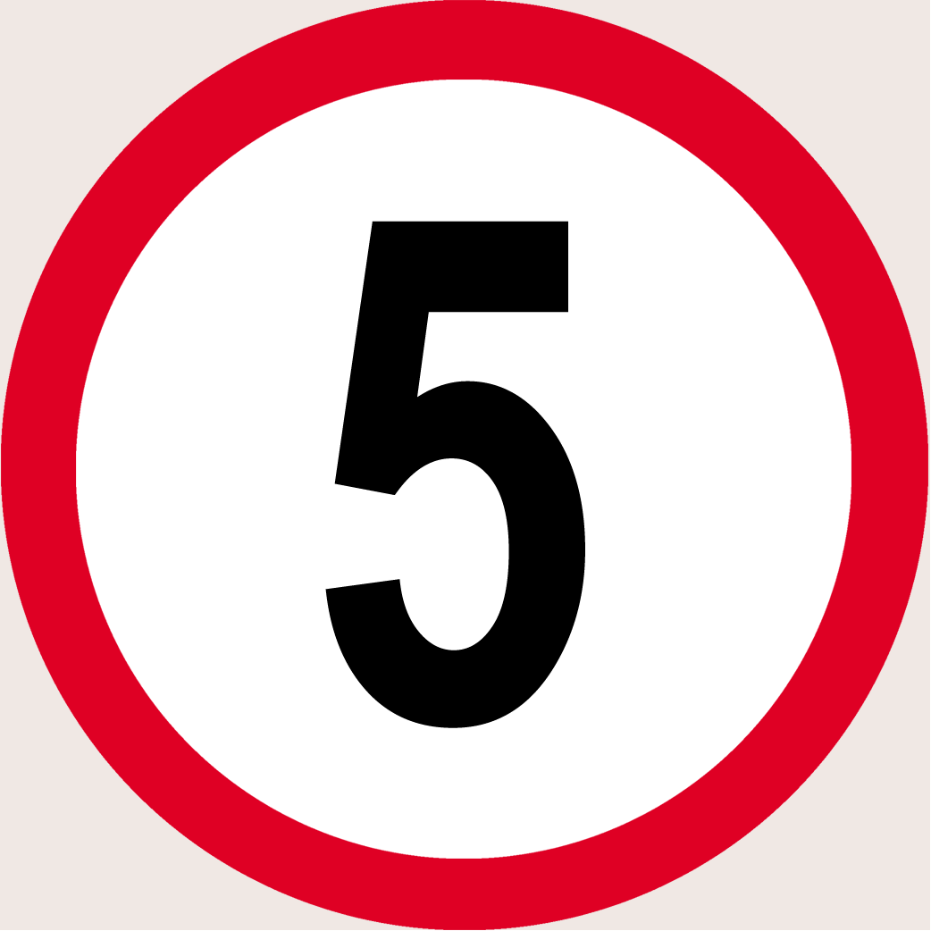 Disque de vitesse 5Km/H bord rouge - 20cm - Sticker/autocollant