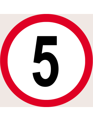 Disque de vitesse 5Km/H bord rouge - 20cm - Sticker/autocollant