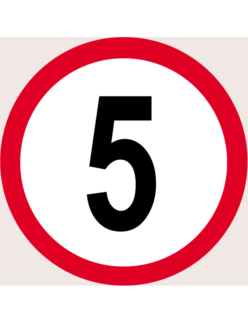 Disque de vitesse 5Km/H bord rouge - 20cm - Sticker/autocollant