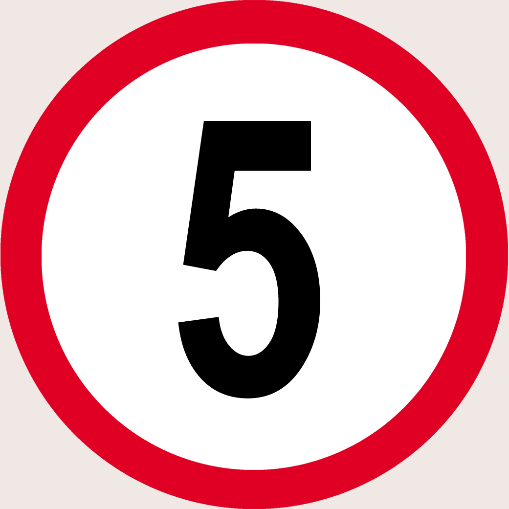 Disque de vitesse 5Km/H bord rouge - 20cm - Sticker/autocollant