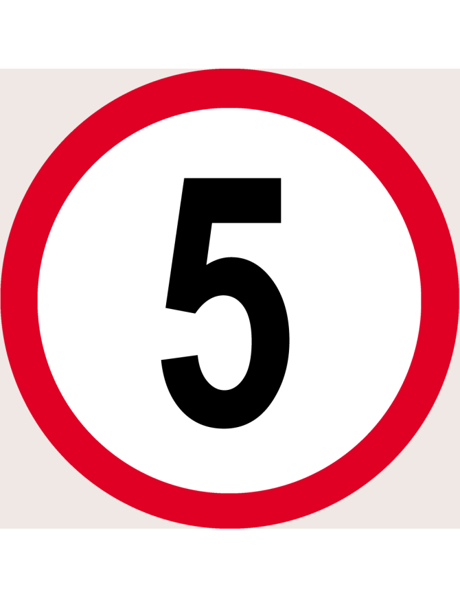 Disque de vitesse 5Km/H bord rouge - 15cm - Sticker/autocollant