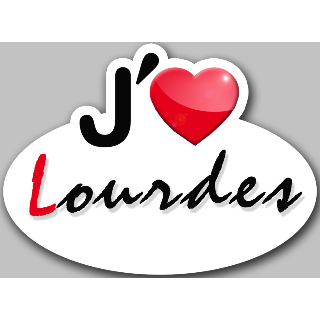j'aime Lourdes - 5x3.7cm - Sticker/autocollant