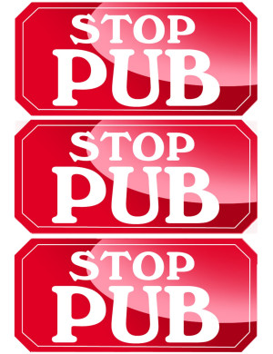 STOP PUB - 3 stickers de 7,5x3,5cm - Sticker/autocollant