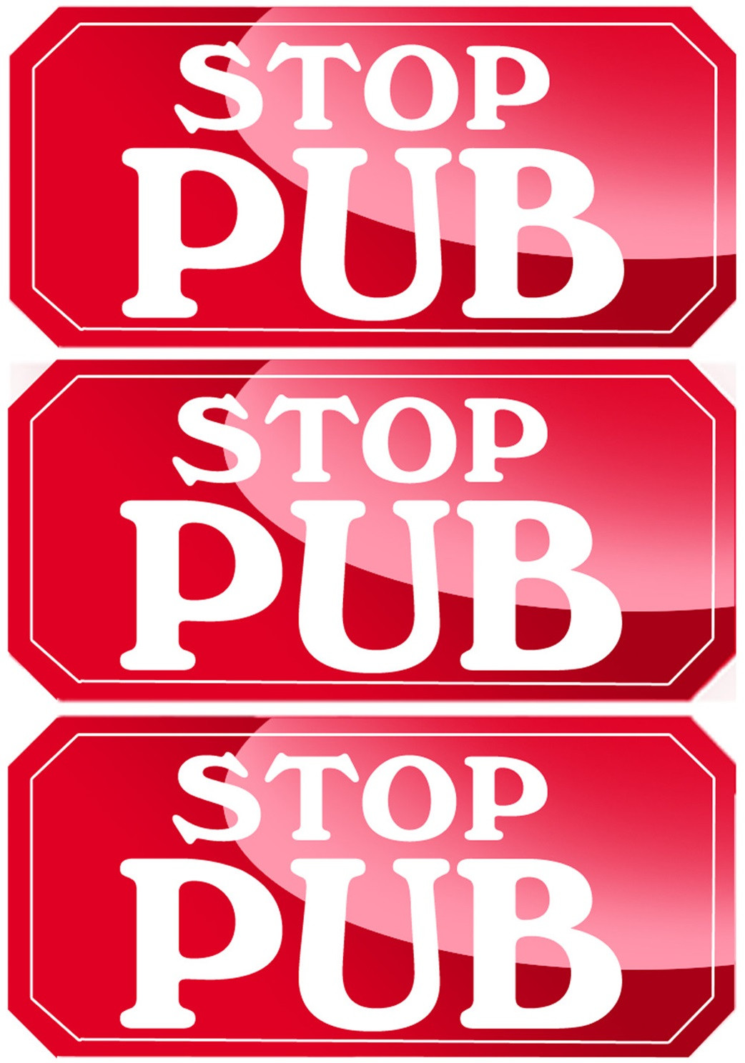 Stop pub (3 fois 7,5x3,5cm) - Sticker/autocollant