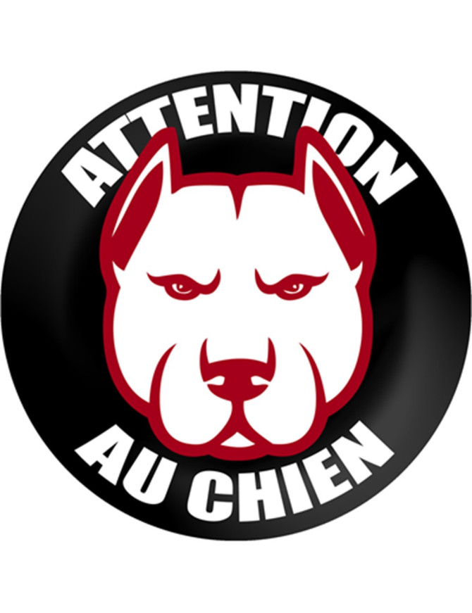 ATTENTION AU CHIEN - 9cm - Sticker/autocollant