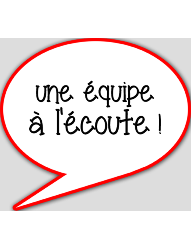 une équipe à l'écoute - 15x13.5cm - sticker/autocollant