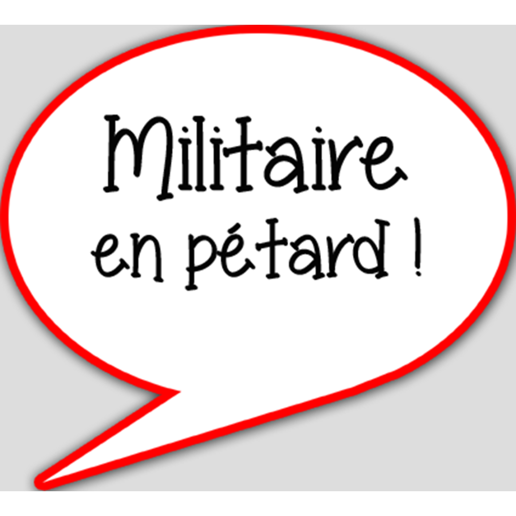 militaire en pétard - 10x9cm - sticker/autocollant