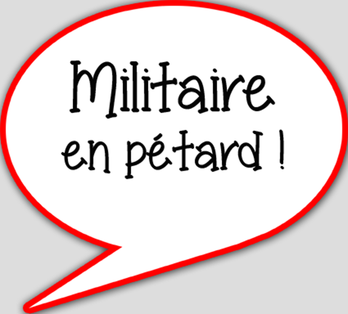 Militaire en pétard (10x9cm) - sticker/autocollant