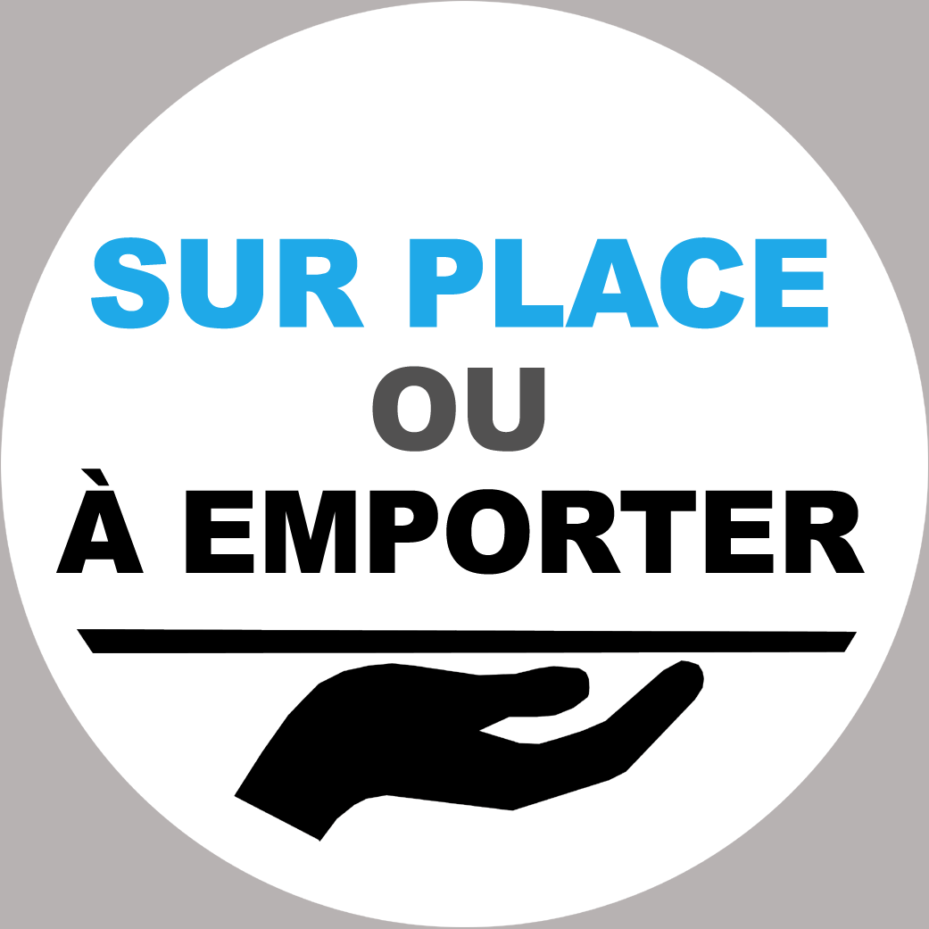 Sur place ou à emporter - 10x10cm - Sticker/autocollant