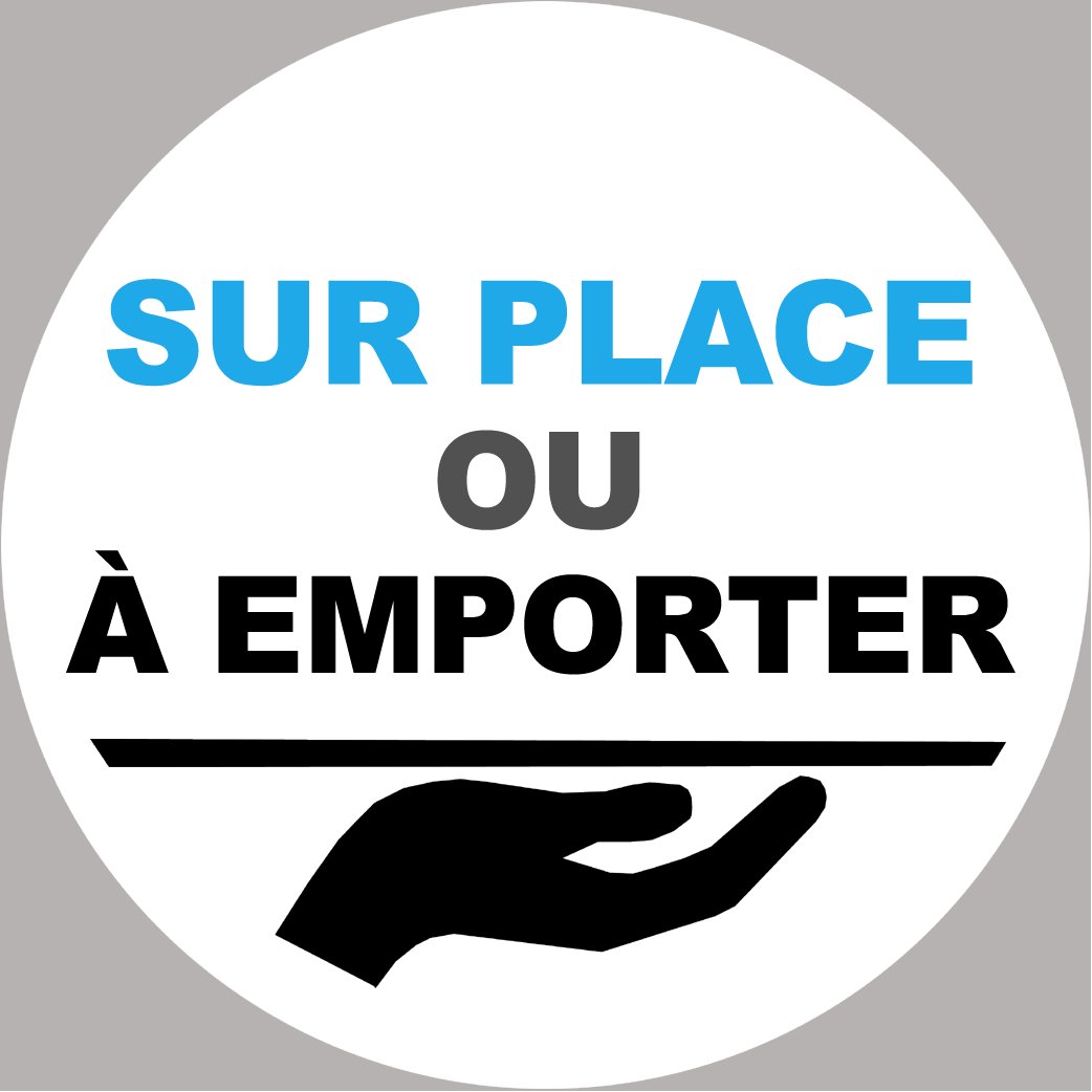 Sur place ou à emporter - 5x5cm - Sticker/autocollant