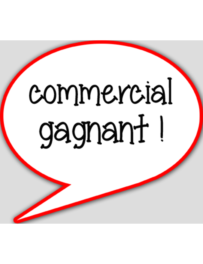 commercial gagnant - 15x13.5cm - sticker/autocollant