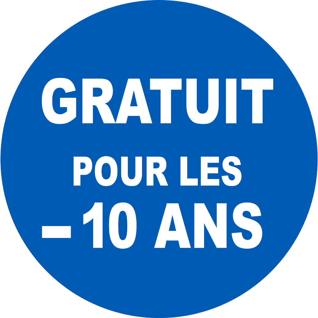 Gratuit pour les moins de 10 ans - 5x5cm - Sticker/autocollant