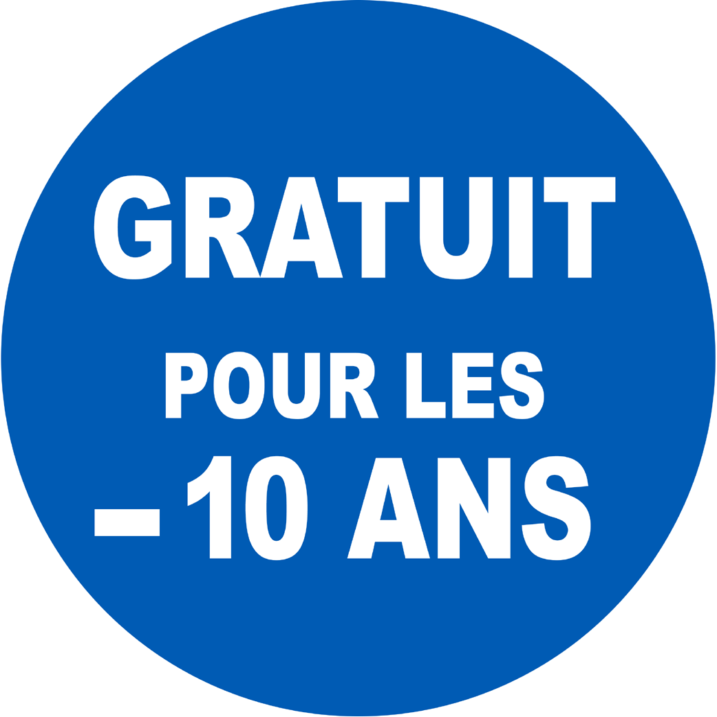 Gratuit pour les moins de 10 ans - 15x15cm - Sticker/autocollant