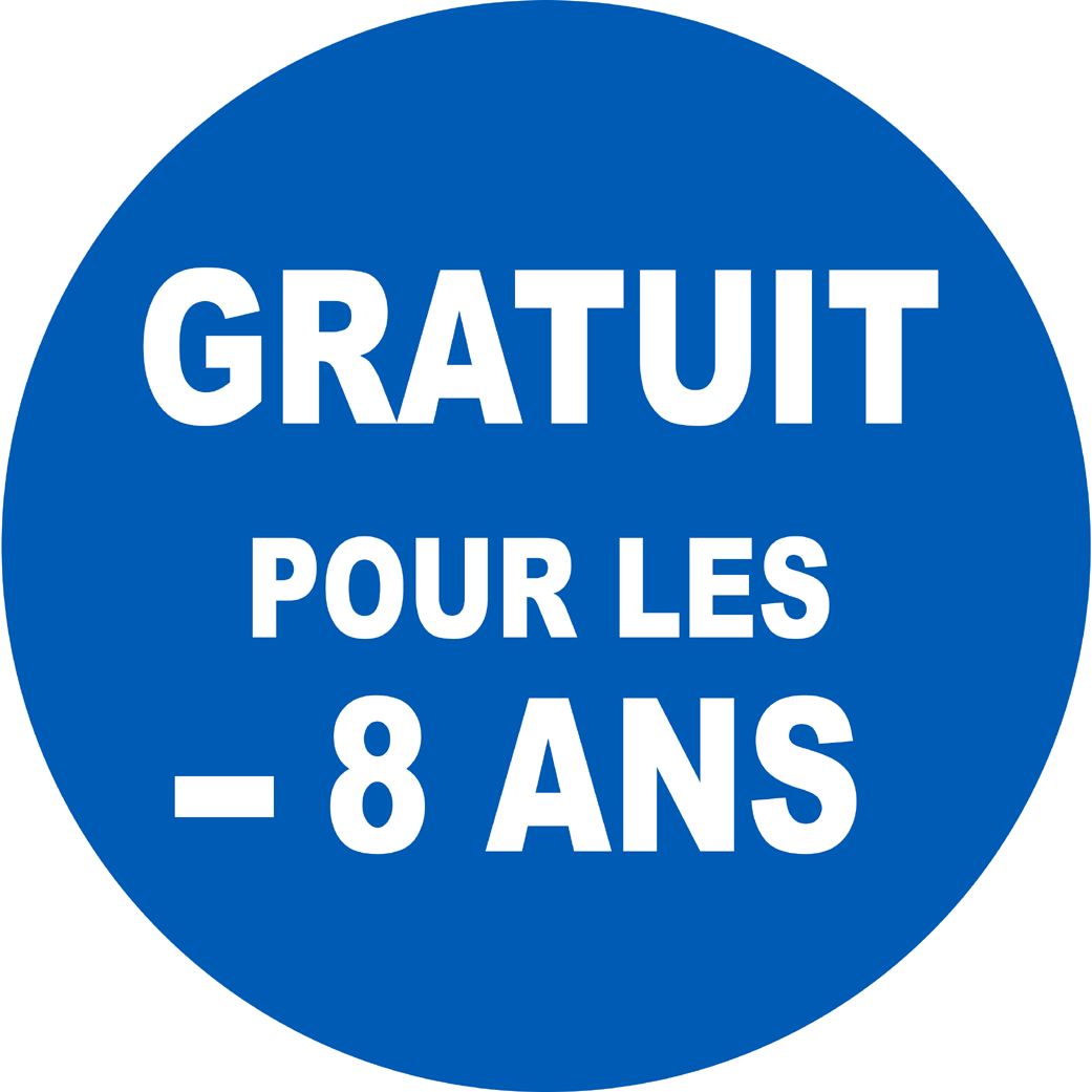 Gratuit pour les moins de 8 ans - 15x15cm - Sticker/autocollant