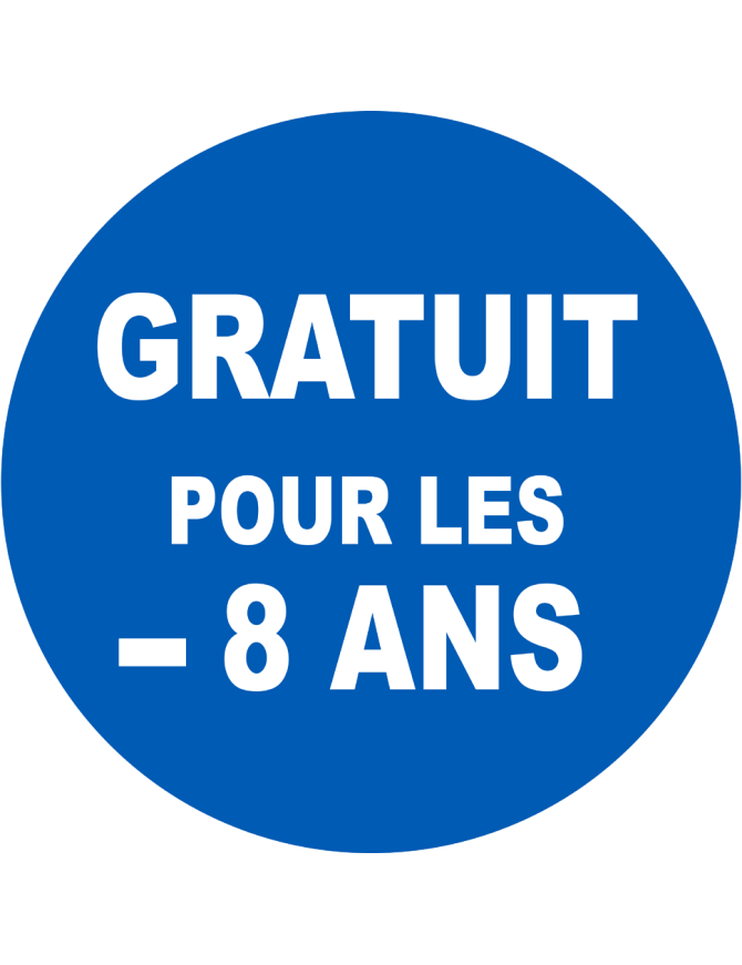 Gratuit pour les moins de 8 ans - 10x10cm - Sticker/autocollant