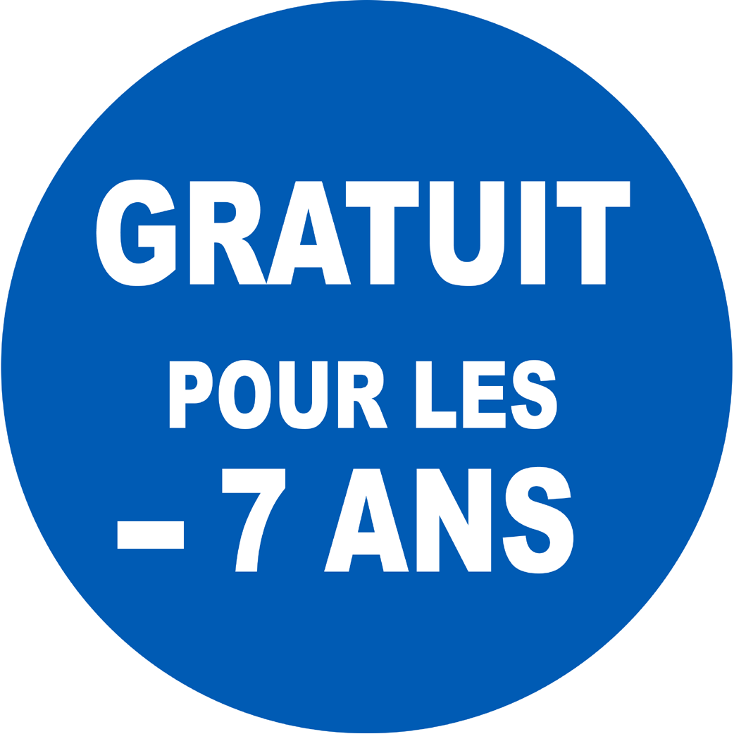 Gratuit pour les moins de 7 ans - 20x20cm - Sticker/autocollant