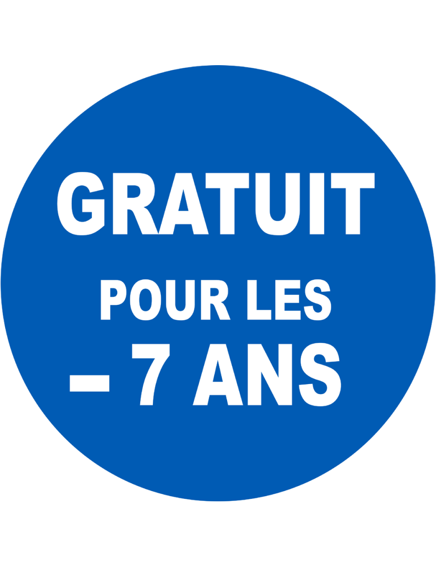 Gratuit pour les moins de 7 ans - 20x20cm - Sticker/autocollant