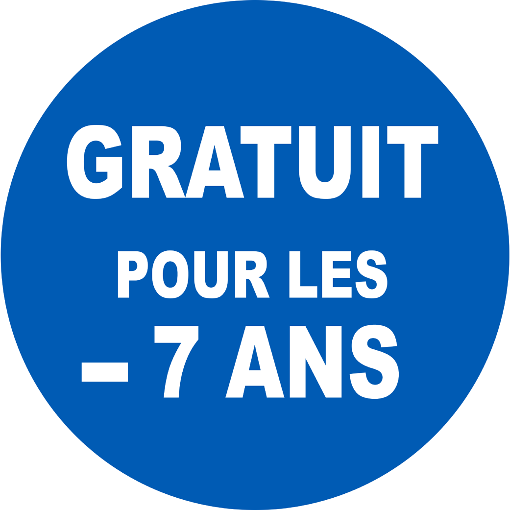 Gratuit pour les moins de 7 ans - 20x20cm - Sticker/autocollant