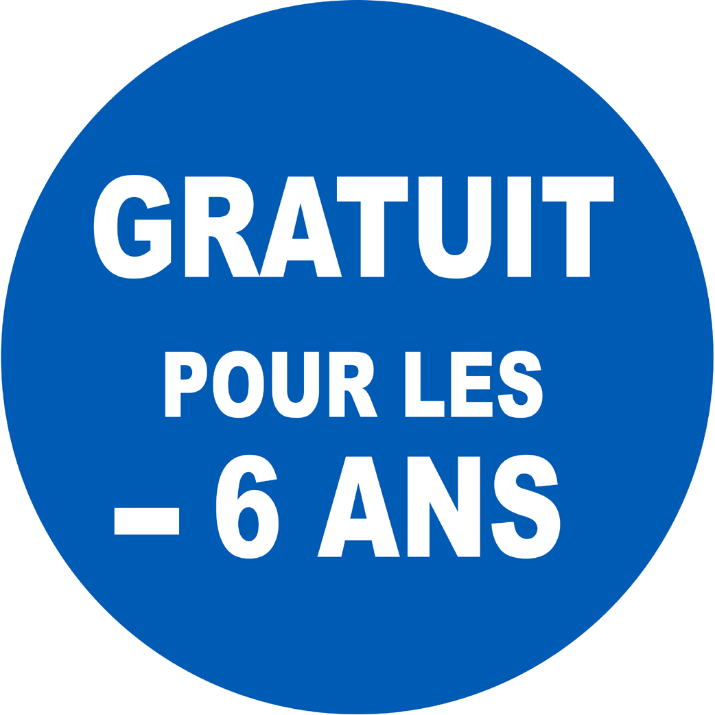 Gratuit pour les moins de 6 ans - 10x10cm - Sticker/autocollant