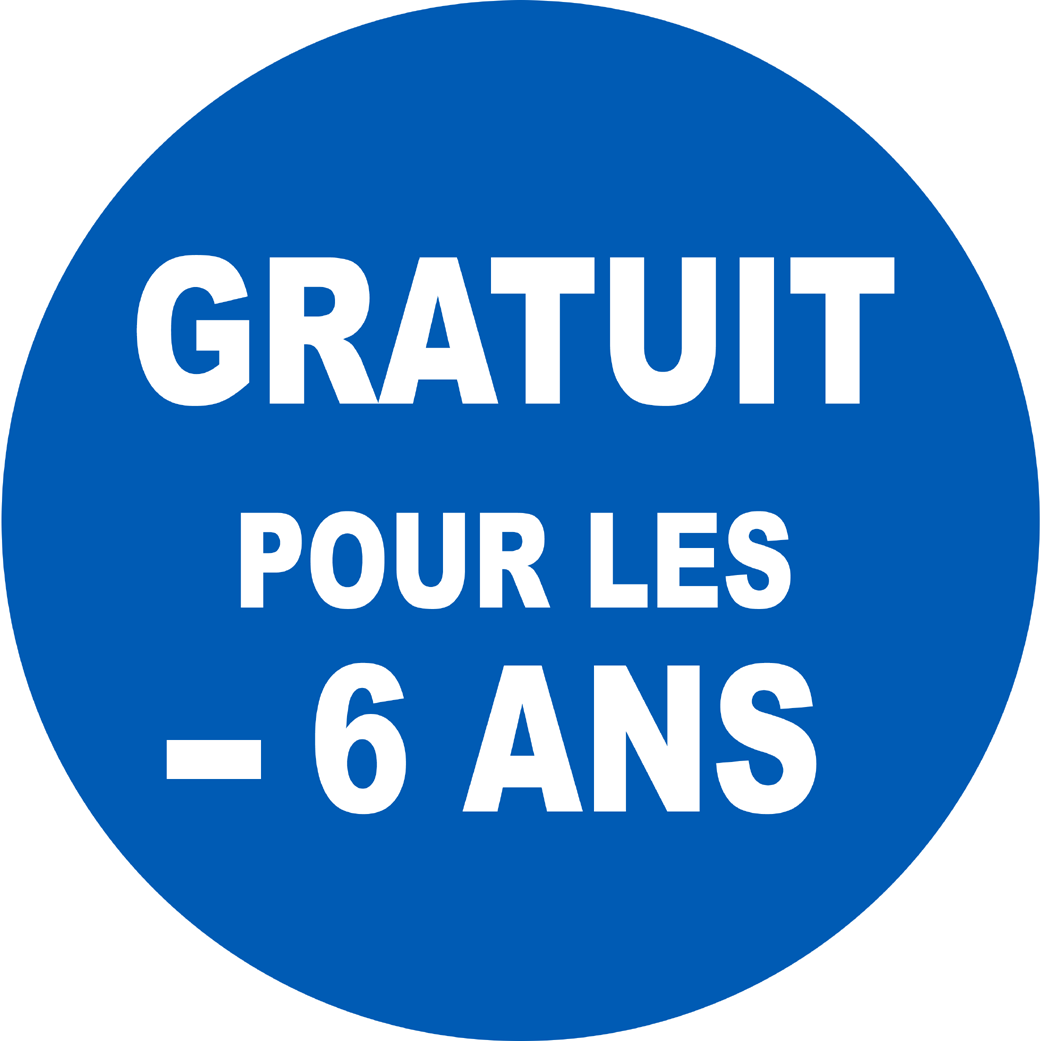 Gratuit pour les moins de 6 ans - 20x20cm - Sticker/autocollant