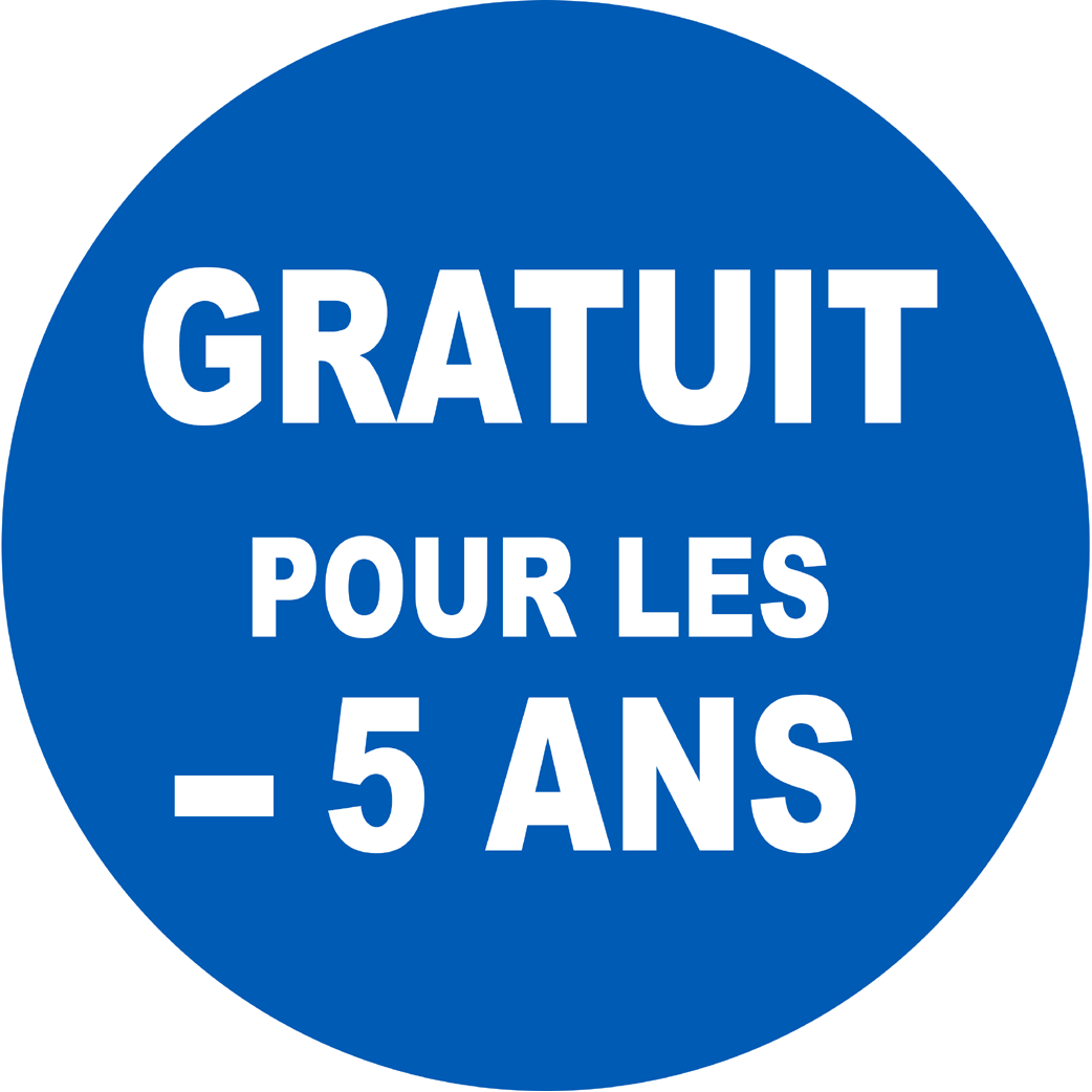Gratuit pour les moins de 5 ans - 15x15cm - Sticker/autocollant