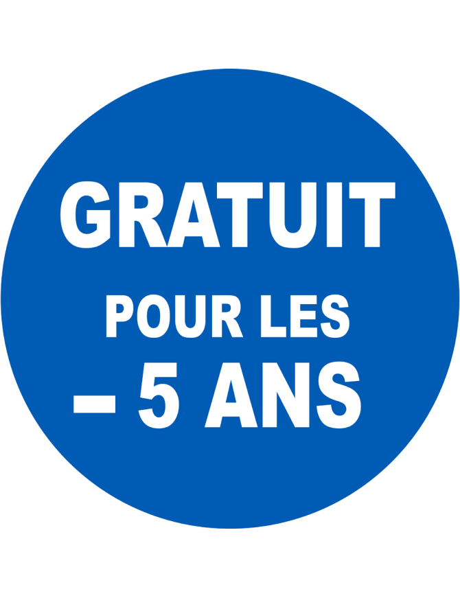 Gratuit pour les moins de 5 ans - 15x15cm - Sticker/autocollant