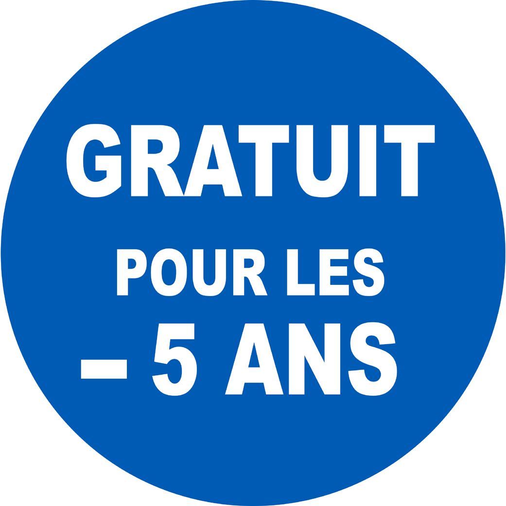 Gratuit pour les moins de 5 ans - 10x10cm - Sticker/autocollant