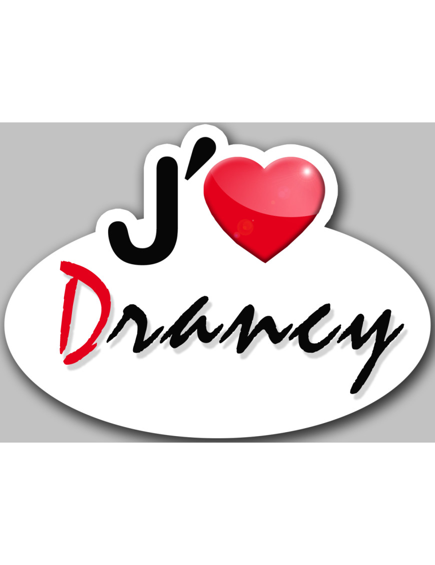 j'aime Drancy - 5x3.7cm - Sticker/autocollant