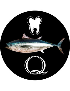 Dent thon Q (15x15cm) - Sticker/autocollant
