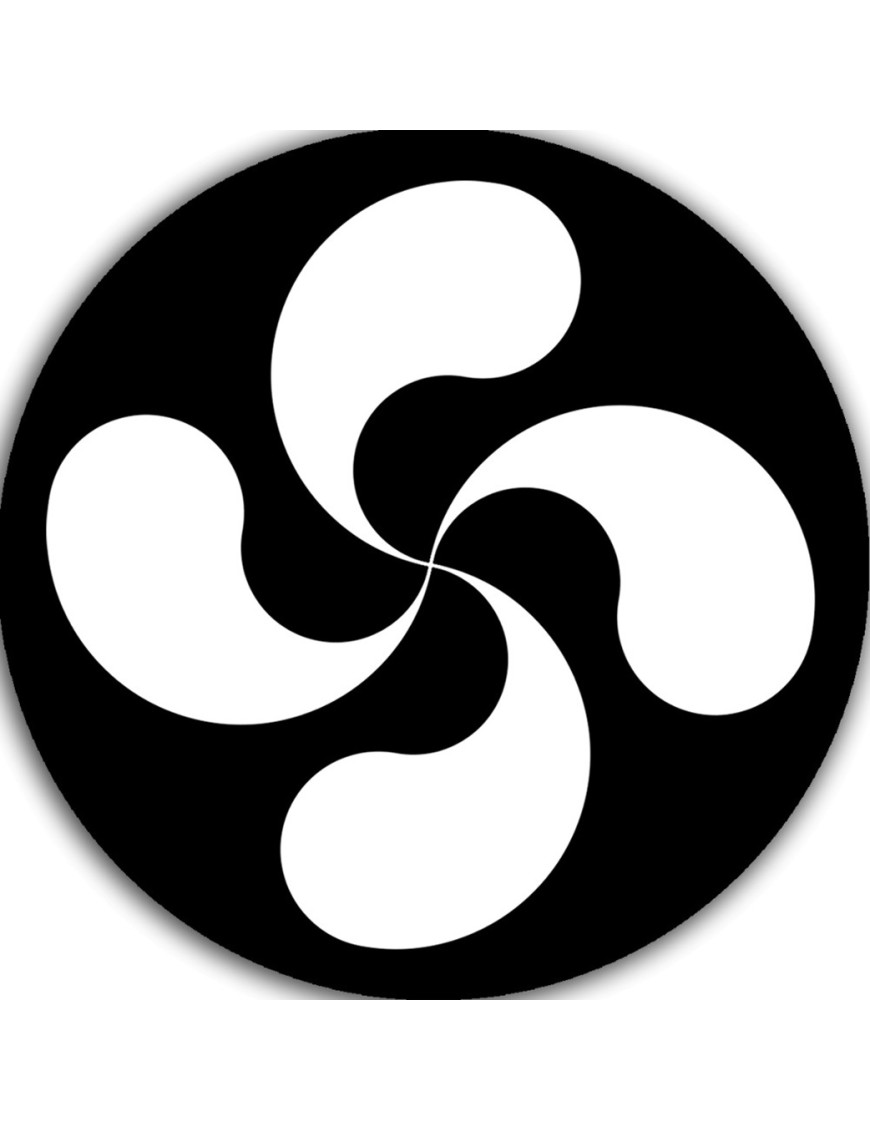 Croix Basque Blanche fond noir - 20cm - Sticker/autocollant
