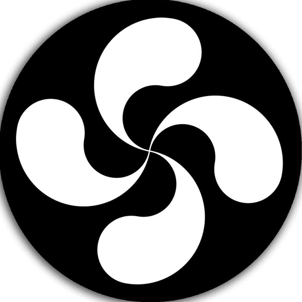 Croix Basque / Lauburu - Blanche sur fond noir (20cm) - Sticker/autocollant