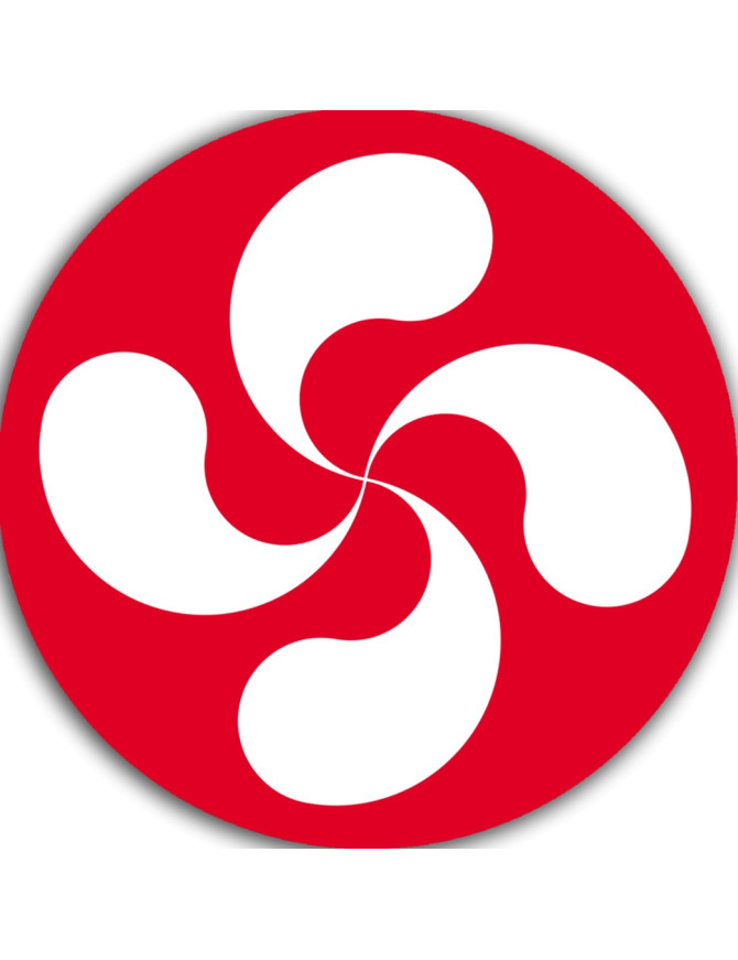 Croix Basque Blanche fond rouge - 5cm - Sticker/autocollant