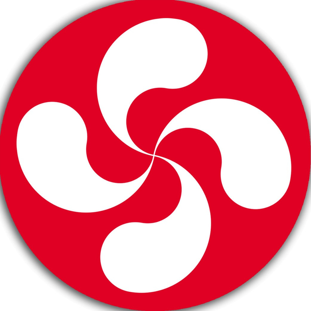 Croix Basque / lLuburu - Blanche sur fond rouge (5cm) - Sticker/autocollant