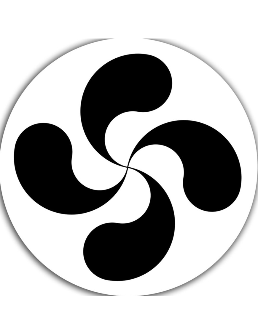 Croix Basque Noir fond blanc - 5cm - Sticker/autocollant