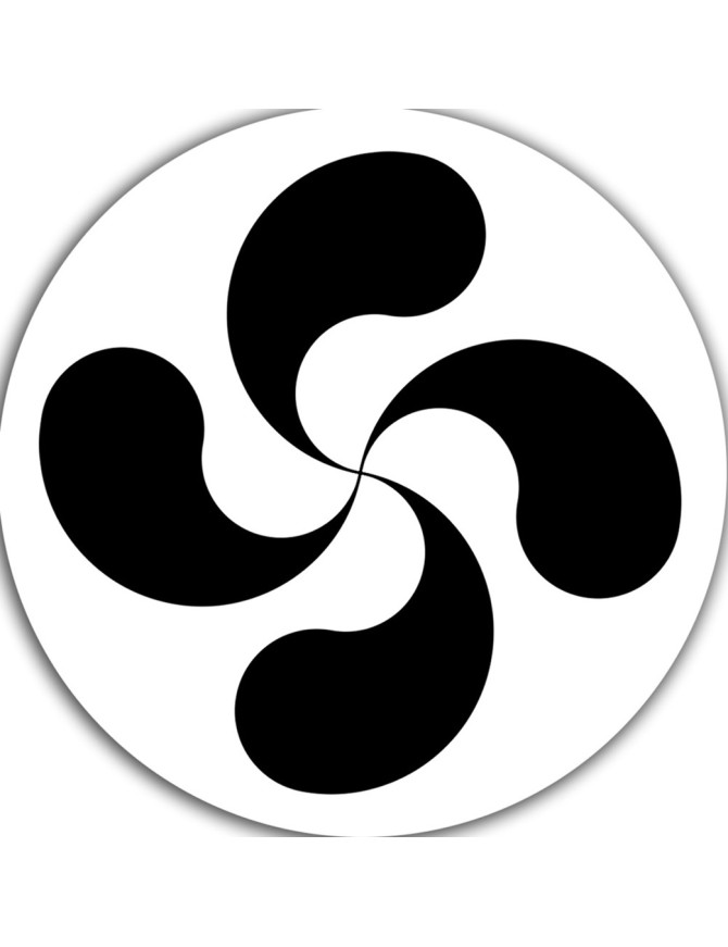 Croix Basque Noir fond blanc - 5cm - Sticker/autocollant